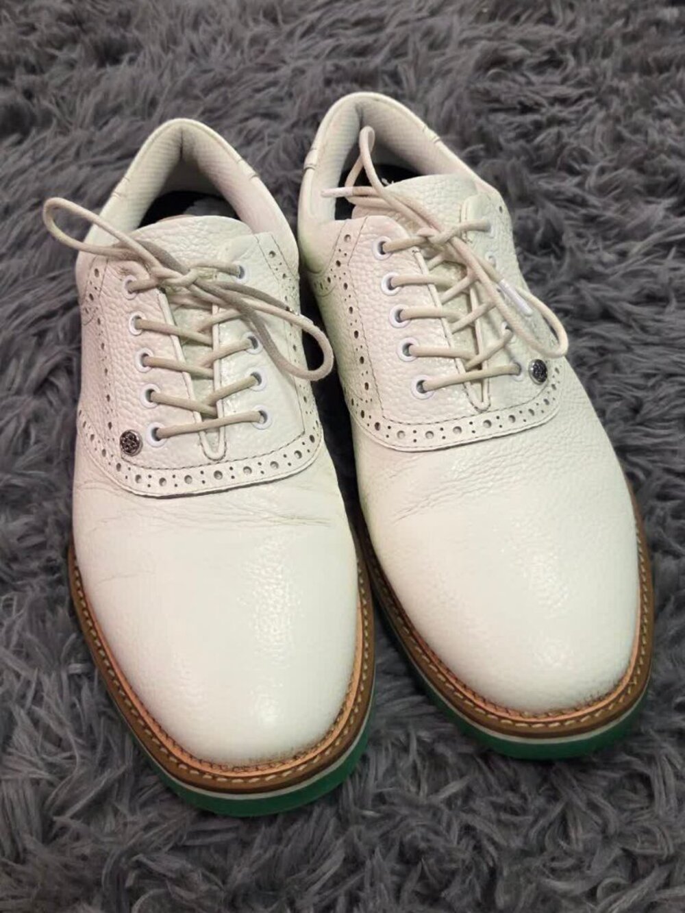 G/FORE Gallivanter Golf Shoes Mens 11.5 White Pebble Leather Saddle Style